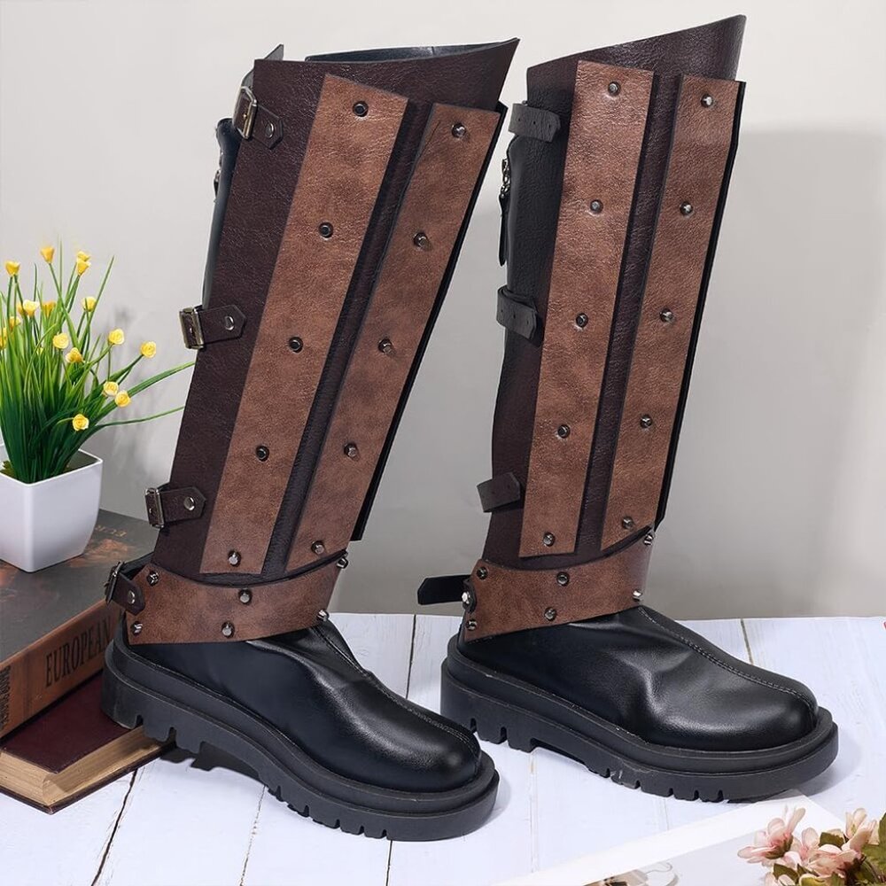 2PCS Medieval Knight Leg Guards Boot Covers